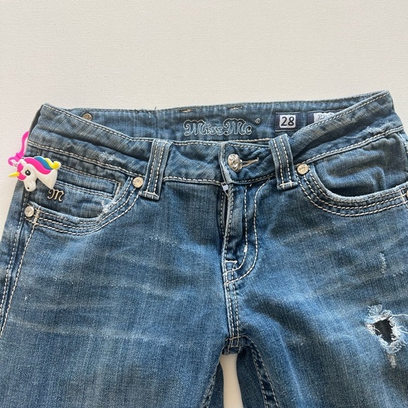 Y2K Miss Me Jean Women Blue Signature Boot Pockets Embellished Bling Size 28x31🔥 - Picture 8 of 16